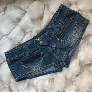 Low rise jean shorts